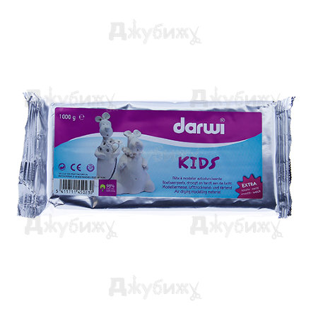 Самоотвердевающая глина Darwi Kids белая, 1 кг