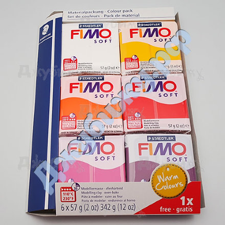 Fimo Soft комплект полимерной глины &quot;Тёплые цвета 2018&quot; (6 блоков по 57 г)