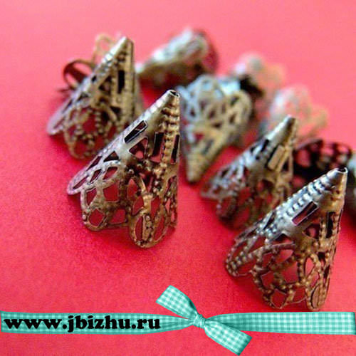 Шапочка для бусин конус медь (10 шт)