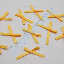 Бантики из атласной ленты желтые, 30*20 мм (10 шт)