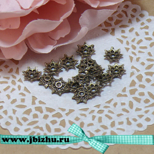 Шапочка для бусин бронза (10 шт)